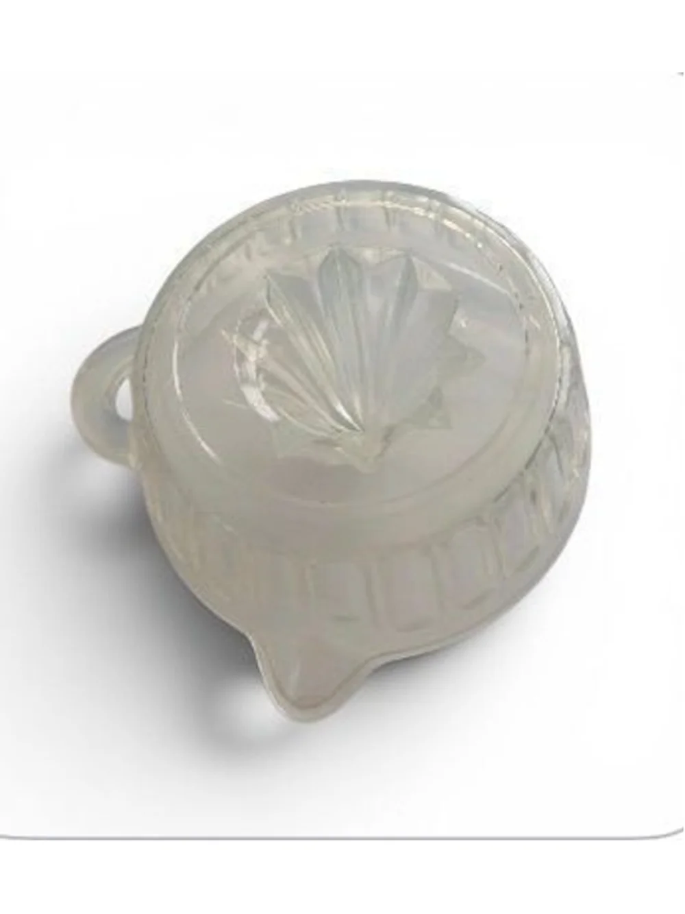 Vintage Opalescent Glass Citrus Juicer Reamer Bowl w Handle & Spout Ribbed Depre